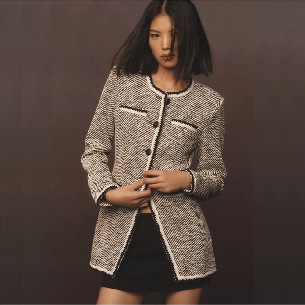 Anthropologie Avec Les Filles Tweed Blazer Jacket Size Small